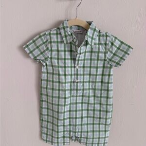 Green Plaid Short-Sleeve Romper - Janie & Jack